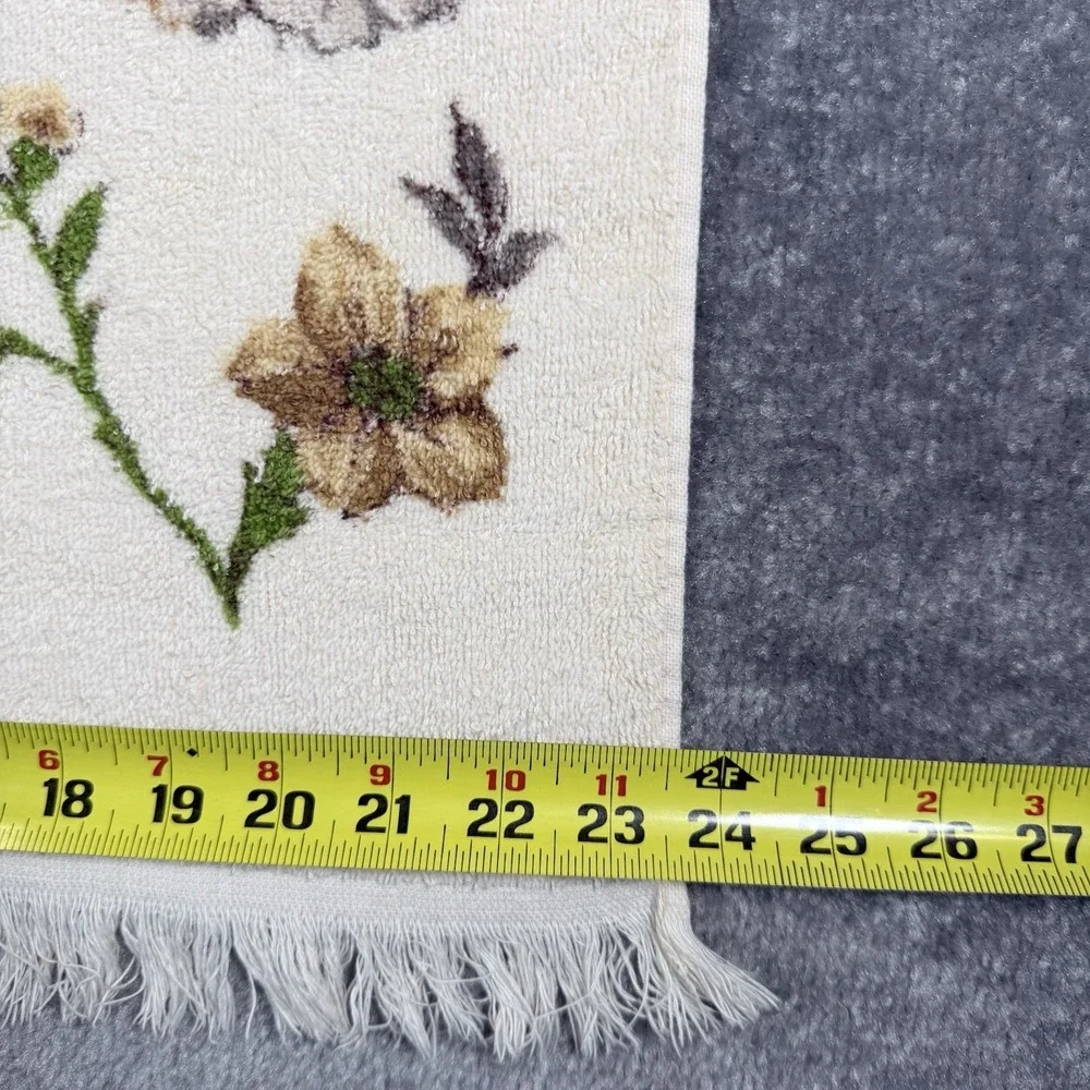 Vintage Cannon Bath Towel and‎ Washcloth Set Beige Brown Floral